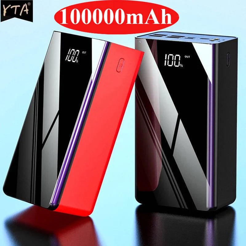 100000mAh Power Bank Full Mirror Screen Portable Fast Charger Powerbank External Battery Pack Poverbank for Xiaomi Mi iPhone 12