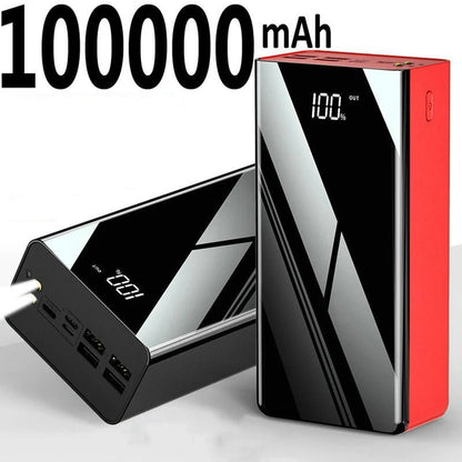 100000mAh Power Bank Full Mirror Screen Portable Fast Charger Powerbank External Battery Pack Poverbank for Xiaomi Mi iPhone 12