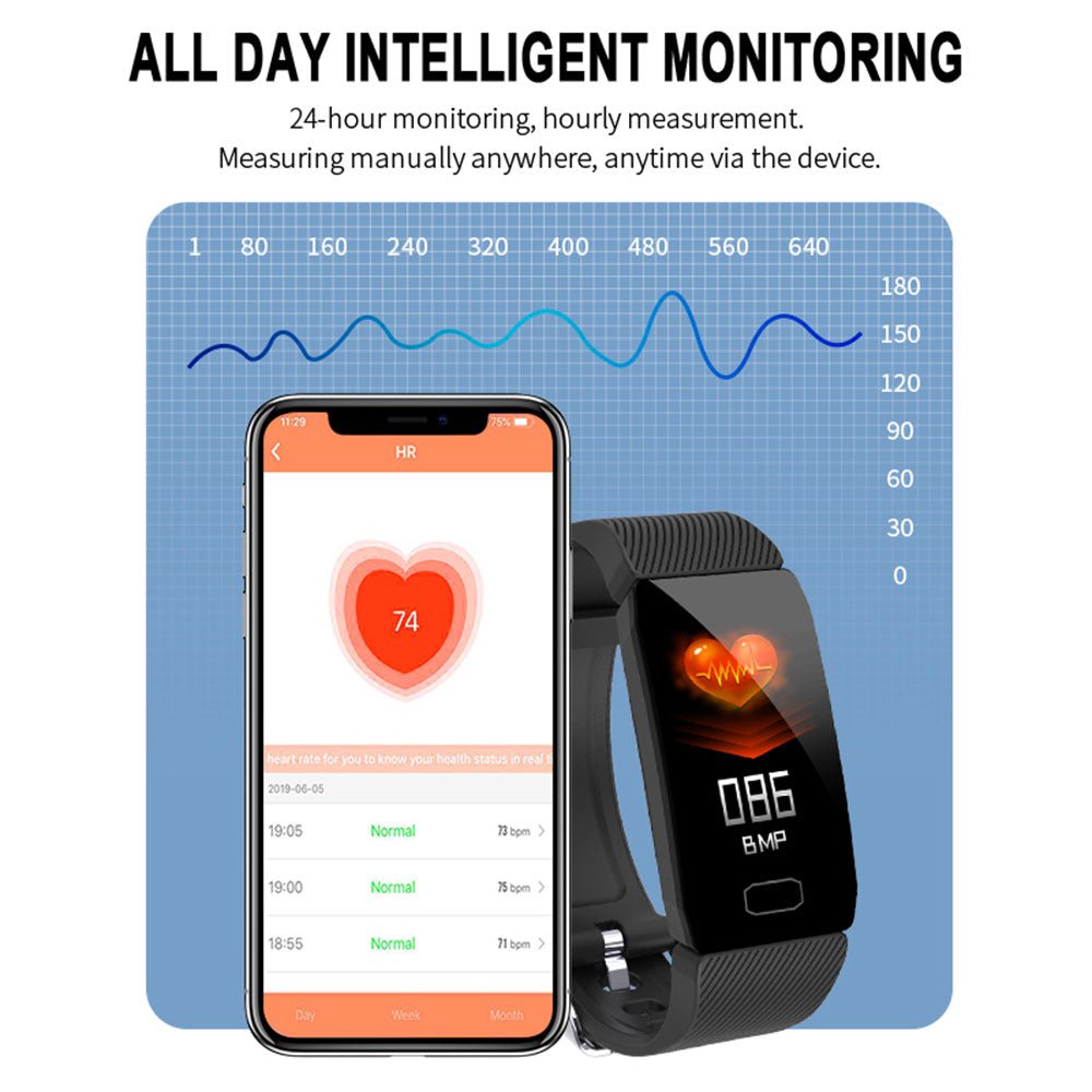 1.14 Smart Band Weather Display Blood Pressure Heart Rate Monitor Fitness Tracker Smart Watch Bracelet Waterproof Men Women Kids