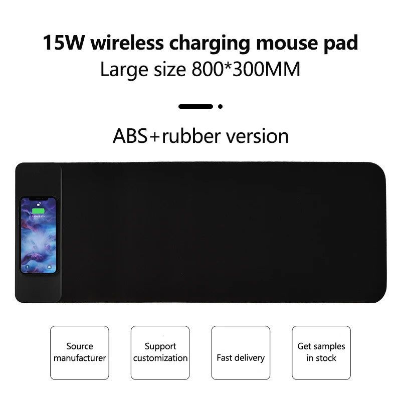 15W wireless charging mouse pad extra large fast charging computer gaming keyboard pad wireless charging rubber mouse pad - AFFORDABLE QUALITY SHOP