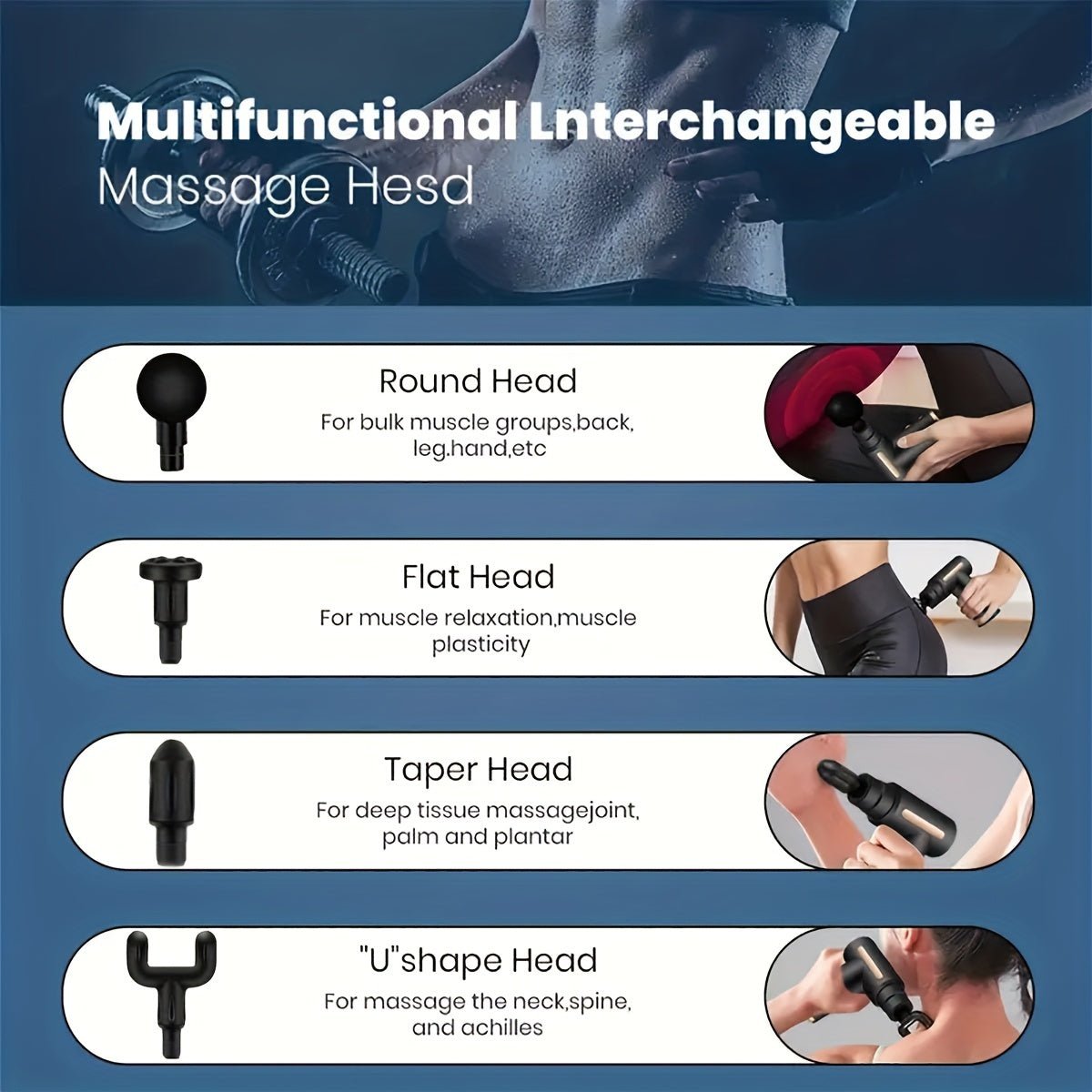 1pc Massage Gun, Deep Tissue Muscle Handheld Percussion Massager For Body, Back And Neck Pain, Ultra Compact Elegant Design, Powered By High Torque, Father's Day Gift For Dad - AFFORDABLE QUALITY SHOP