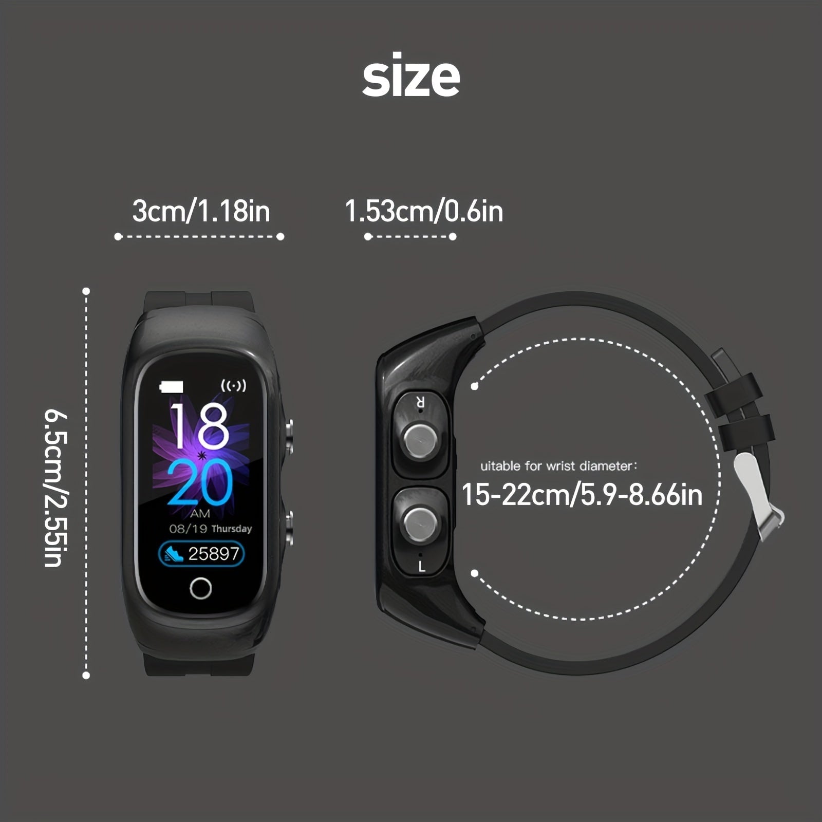 2 In 1 Smartwatch With Earbuds, Smart Bracelet TWS Wireless Headset Watch, Sport Fitness Tracker For Women Men - AFFORDABLE QUALITY SHOP