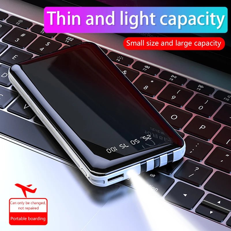 20000mAh Power Bank with Cable Fast Charge Portable External Battery Charger Powerbank for Xiaomi iPhone Mobile Phone Poverbank - AFFORDABLE QUALITY SHOP