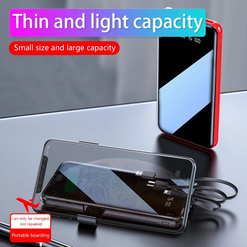 20000mAh Power Bank with Cable Fast Charge Portable External Battery Charger Powerbank for Xiaomi iPhone Mobile Phone Poverbank - AFFORDABLE QUALITY SHOP