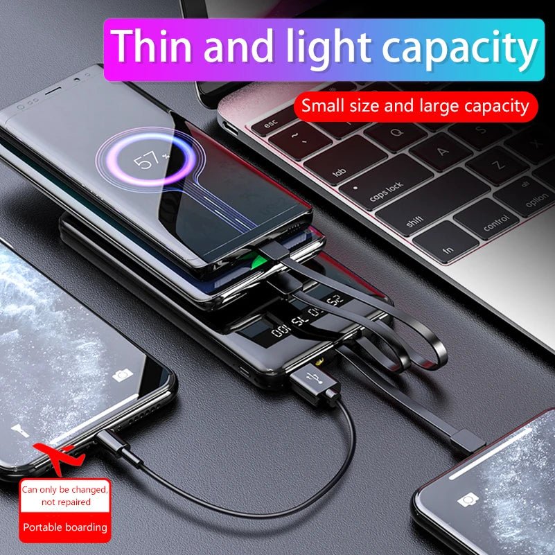 20000mAh Power Bank with Cable Fast Charge Portable External Battery Charger Powerbank for Xiaomi iPhone Mobile Phone Poverbank - AFFORDABLE QUALITY SHOP