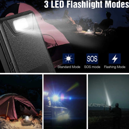 20000mAh Solar Power Bank with Camping Light 4 Solar Panel Charger Fast Charging Powerbank for iPhone 12 Huawei Xiaomi Poverbank - AFFORDABLE QUALITY SHOP