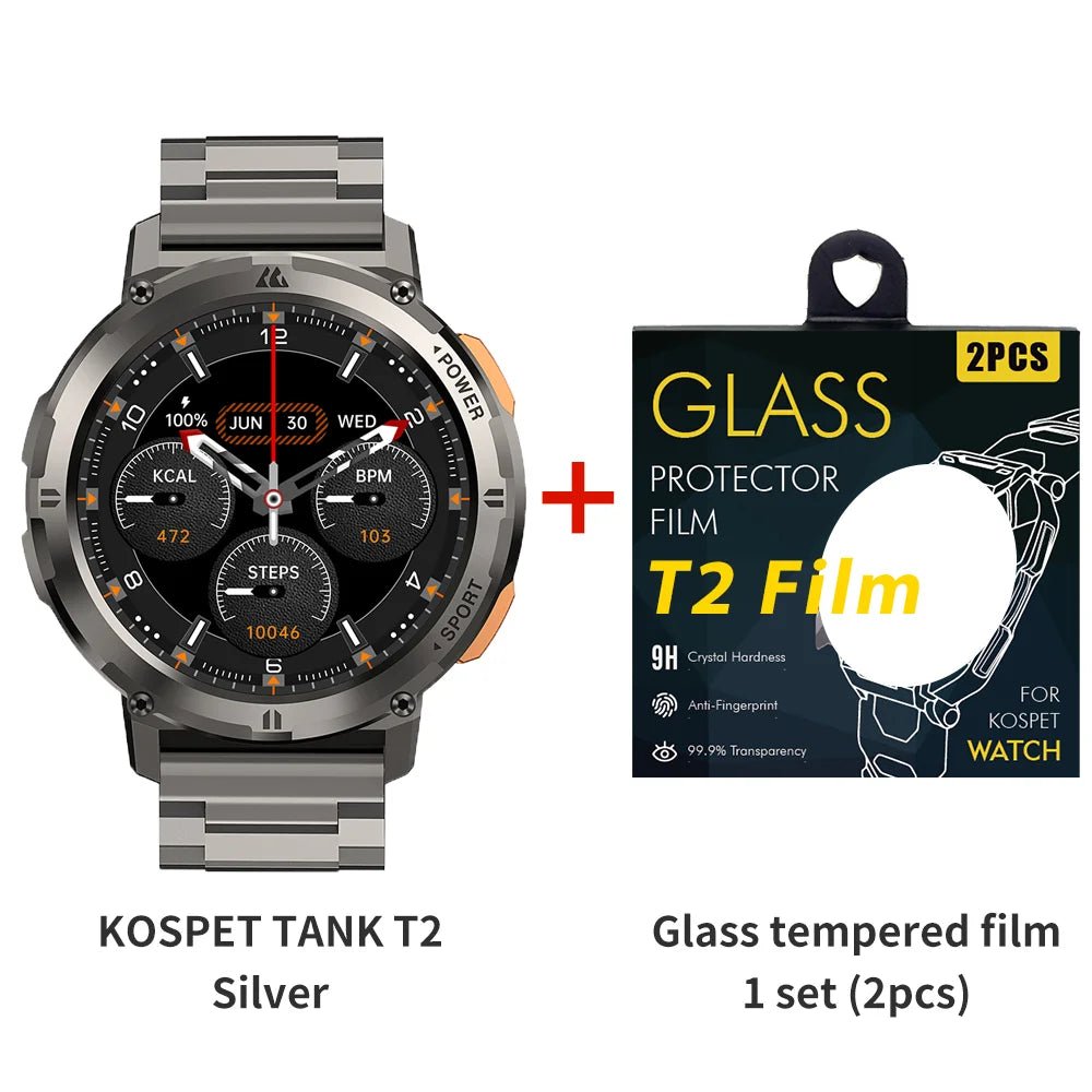 2024 NEW KOSPET TANK T2 Ultra Smartwatches For Men Watches AMOLED AOD Smartwatch Bluetooth Call Electronic Men's Smart Watch - AFFORDABLE QUALITY SHOP