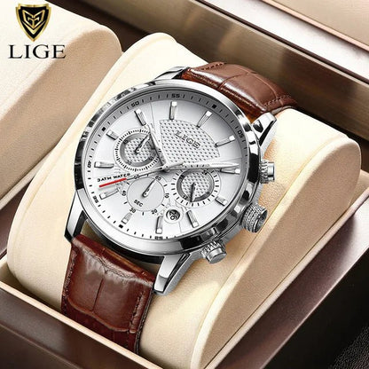 2024 New Mens Watches LIGE Top Brand Luxury Leather Casual Quartz Watch Men's Sport Waterproof Clock Watch Relogio Masculino+Box - AFFORDABLE QUALITY SHOP