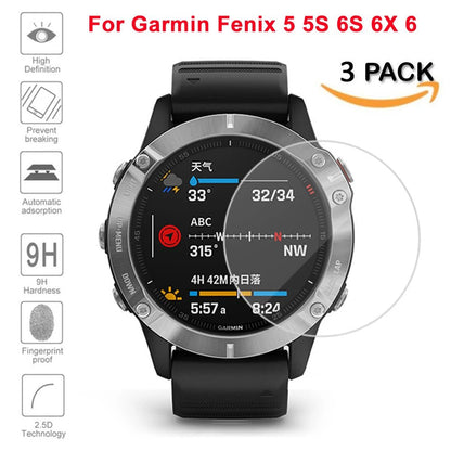 3pcs Ultra Clear Tempered Glass Premium Screen For Garmin Fenix 6X 6S 6 Pro 5 5S Protector Films Fenix 6X Pro Solar SmartWatches - AFFORDABLE QUALITY SHOP