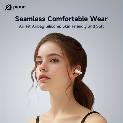 Picun W6 Wireless Earbuds,Wireless Open Ear Sport Headphones,Clip On Wireless Earbuds For Android/IPhone,Air Conduction Headphones,Earring Wireless5.3 Headset For Cycling,Running Workout,Running,Driving.