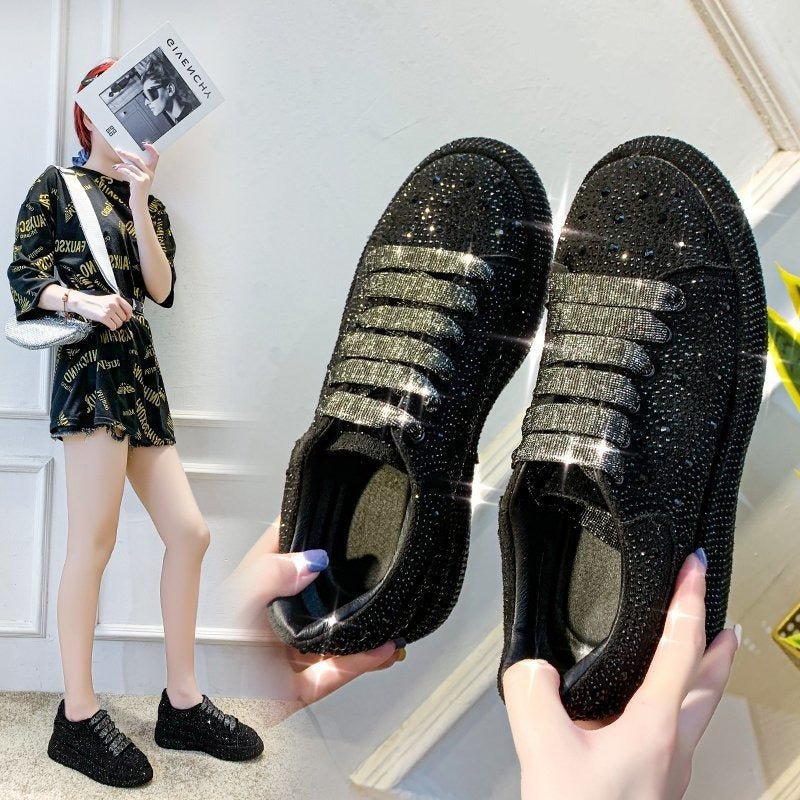 Autumn new full diamond sponge cake thick sole sports and leisure shoes, popular on the internet with leather surface women's single shoe trend - AFFORDABLE QUALITY SHOP