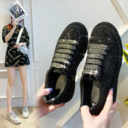 Autumn new full diamond sponge cake thick sole sports and leisure shoes, popular on the internet with leather surface women's single shoe trend - AFFORDABLE QUALITY SHOP