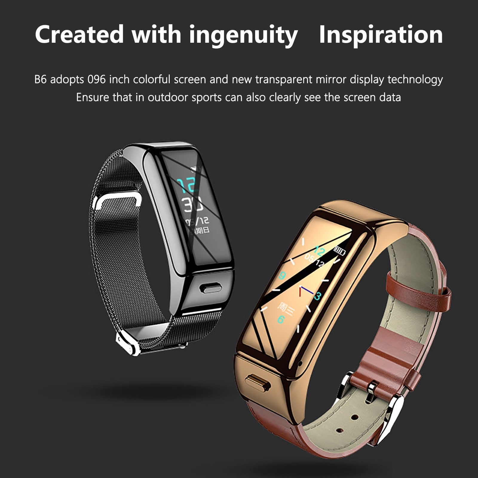 B6 Smart Bracelet Watch Bluetooth Headset Separation 2-In-1 Call Heart Rate Listening Song Sports Men And Women - AFFORDABLE QUALITY SHOP