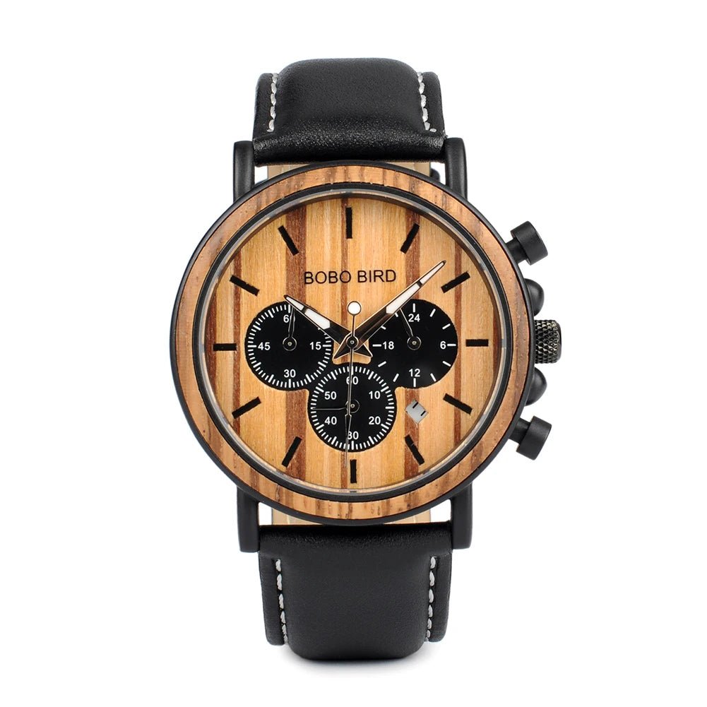 BOBO BIRD Wooden Men Watches Relogio Masculino Top Brand Luxury Stylish Chronograph Military Watch Great Gift for Man OEM - AFFORDABLE QUALITY SHOP