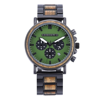 BOBO BIRD Wooden Men Watches Relogio Masculino Top Brand Luxury Stylish Chronograph Military Watch Great Gift for Man OEM - AFFORDABLE QUALITY SHOP