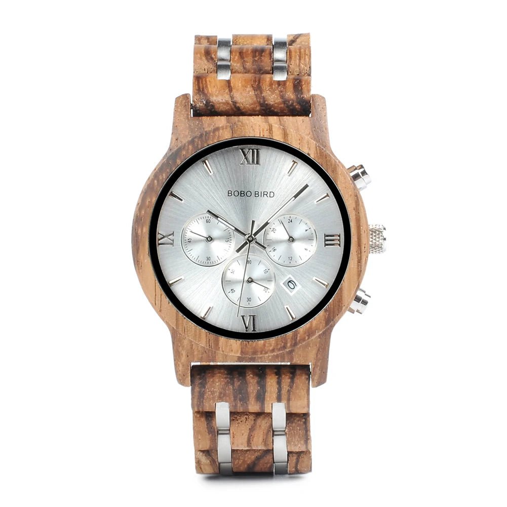 BOBO BIRD Wooden Men Watches Relogio Masculino Top Brand Luxury Stylish Chronograph Military Watch Great Gift for Man OEM - AFFORDABLE QUALITY SHOP