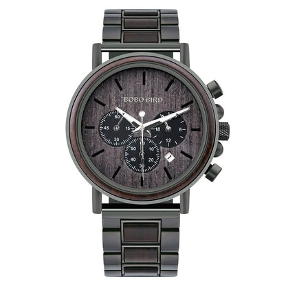 BOBO BIRD Wooden Men Watches Relogio Masculino Top Brand Luxury Stylish Chronograph Military Watch Great Gift for Man OEM - AFFORDABLE QUALITY SHOP