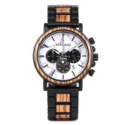 BOBO BIRD Wooden Men Watches Relogio Masculino Top Brand Luxury Stylish Chronograph Military Watch Great Gift for Man OEM - AFFORDABLE QUALITY SHOP