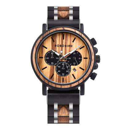 BOBO BIRD Wooden Men Watches Relogio Masculino Top Brand Luxury Stylish Chronograph Military Watch Great Gift for Man OEM - AFFORDABLE QUALITY SHOP