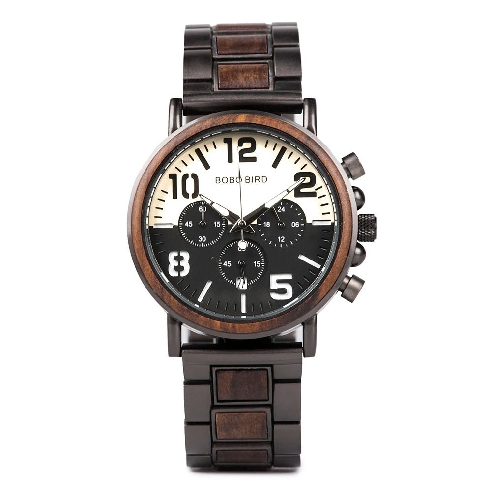 BOBO BIRD Wooden Men Watches Relogio Masculino Top Brand Luxury Stylish Chronograph Military Watch Great Gift for Man OEM - AFFORDABLE QUALITY SHOP