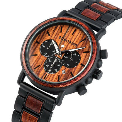 BOBO BIRD Wooden Men Watches Relogio Masculino Top Brand Luxury Stylish Chronograph Military Watch Great Gift for Man OEM - AFFORDABLE QUALITY SHOP