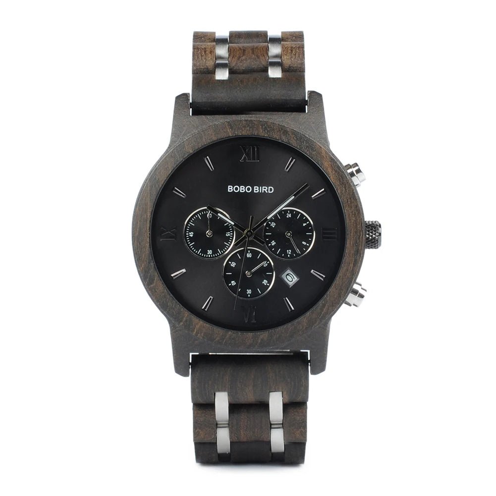 BOBO BIRD Wooden Men Watches Relogio Masculino Top Brand Luxury Stylish Chronograph Military Watch Great Gift for Man OEM - AFFORDABLE QUALITY SHOP