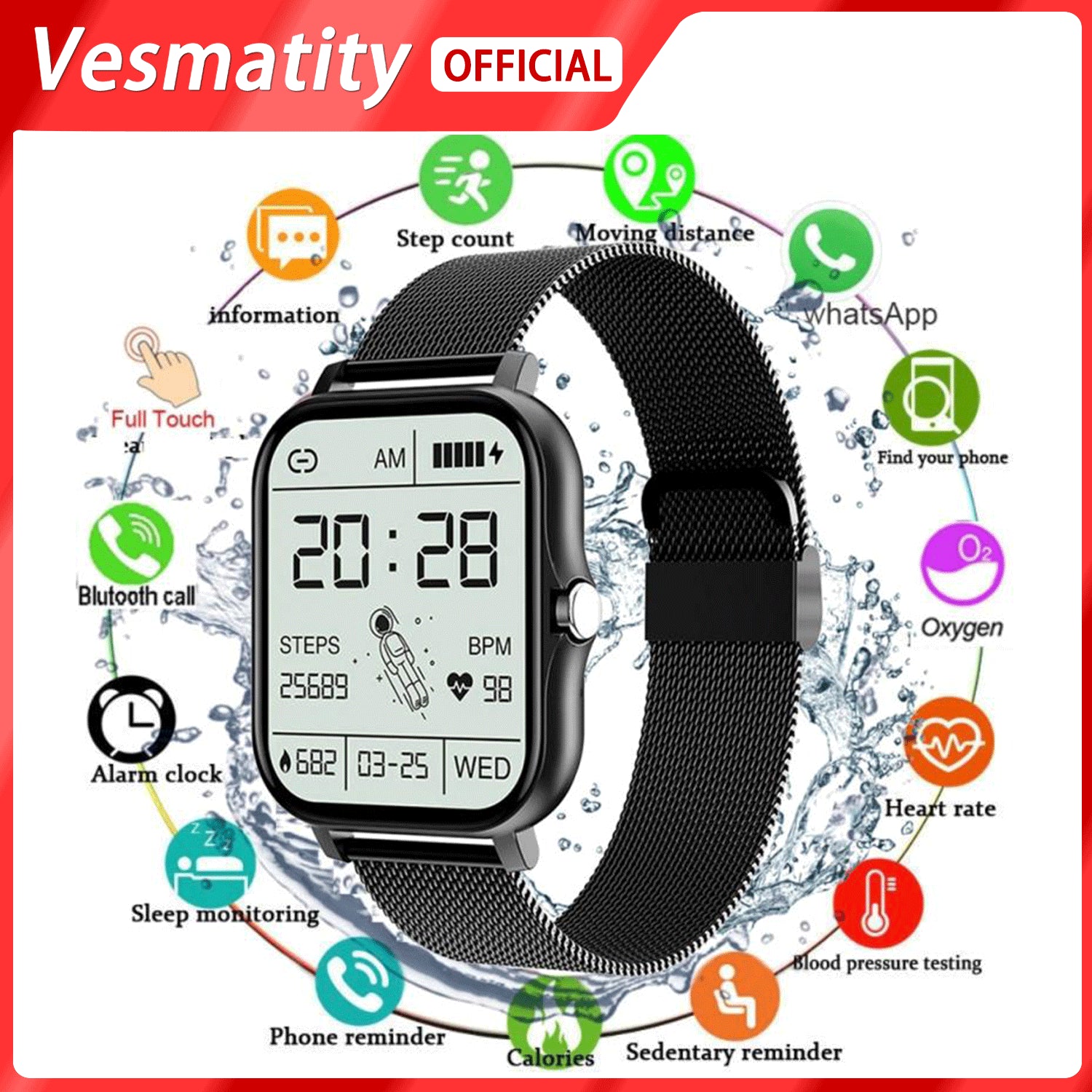 CT2 Smart Watch Full Touch Fitness Smart Watch Heart Rate Monitor Bluetooth Call Waterproof Watch - AFFORDABLE QUALITY SHOP