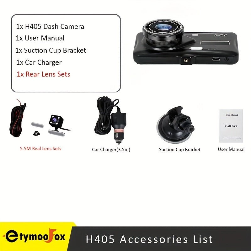 Dash Cam Front And Rear Camera CAR DVR Car Video Recorder Vehicle Black Box FULL HD 1080P Night Vision Driver Recorder - AFFORDABLE QUALITY SHOP