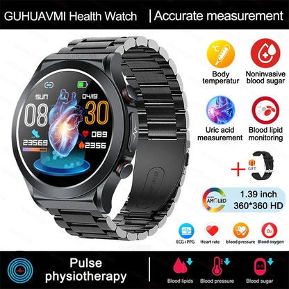 ECG+PPG Laser Pulse Therapy Smartwatches 2023 New Blood Glucose Men 1.39 inch AMOLED Full Touch Screen Sport Fitness Smart Watch - AFFORDABLE QUALITY SHOP