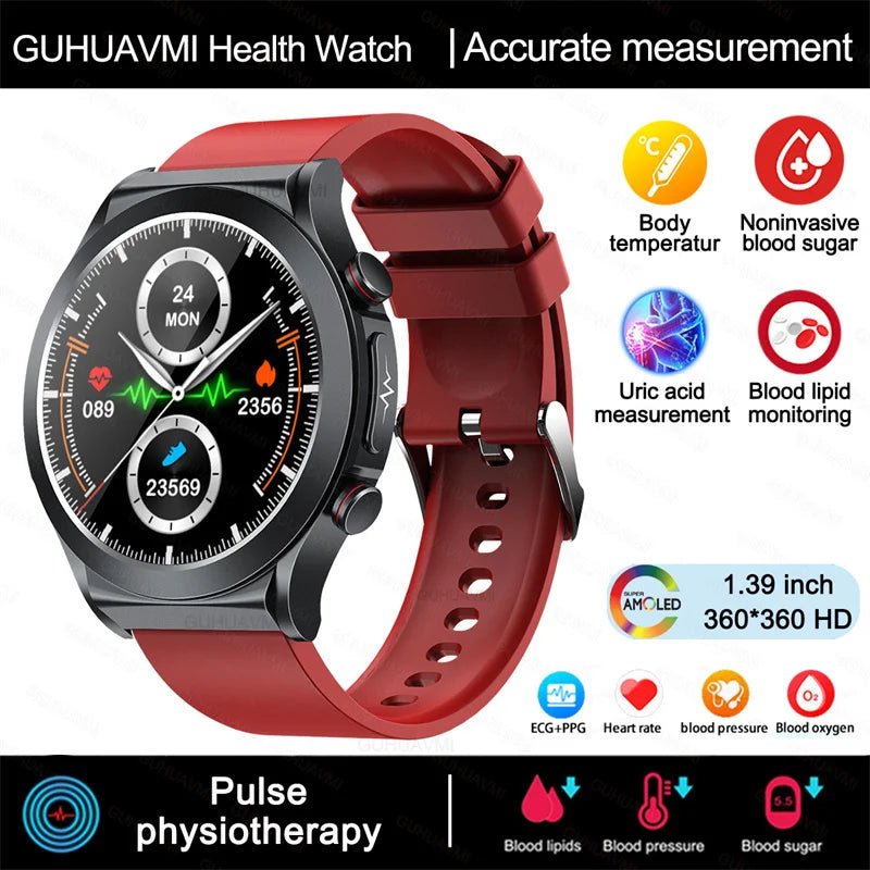 ECG+PPG Laser Pulse Therapy Smartwatches 2023 New Blood Glucose Men 1.39 inch AMOLED Full Touch Screen Sport Fitness Smart Watch - AFFORDABLE QUALITY SHOP