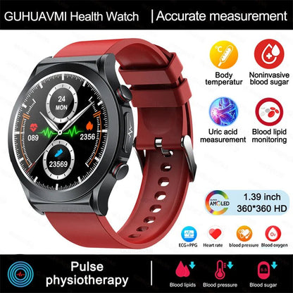 ECG+PPG Laser Pulse Therapy Smartwatches 2023 New Blood Glucose Men 1.39 inch AMOLED Full Touch Screen Sport Fitness Smart Watch - AFFORDABLE QUALITY SHOP