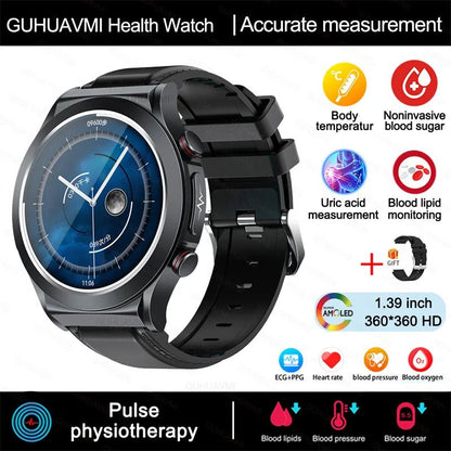 ECG+PPG Laser Pulse Therapy Smartwatches 2023 New Blood Glucose Men 1.39 inch AMOLED Full Touch Screen Sport Fitness Smart Watch - AFFORDABLE QUALITY SHOP