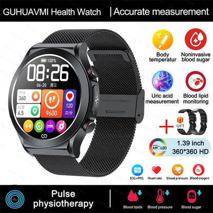 ECG+PPG Laser Pulse Therapy Smartwatches 2023 New Blood Glucose Men 1.39 inch AMOLED Full Touch Screen Sport Fitness Smart Watch - AFFORDABLE QUALITY SHOP