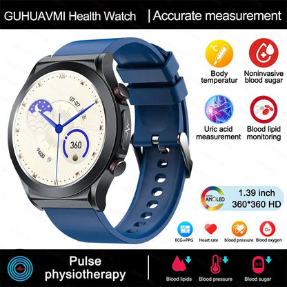 ECG+PPG Laser Pulse Therapy Smartwatches 2023 New Blood Glucose Men 1.39 inch AMOLED Full Touch Screen Sport Fitness Smart Watch - AFFORDABLE QUALITY SHOP