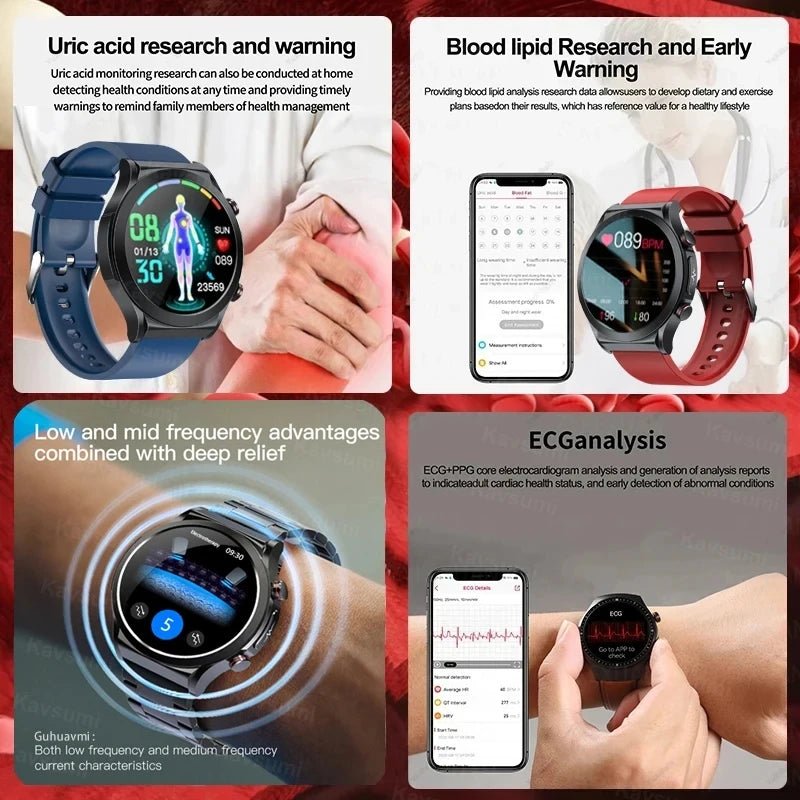 ECG+PPG Laser Pulse Therapy Smartwatches 2023 New Blood Glucose Men 1.39 inch AMOLED Full Touch Screen Sport Fitness Smart Watch - AFFORDABLE QUALITY SHOP