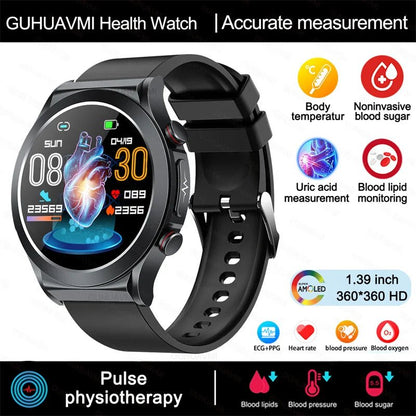 ECG+PPG Laser Pulse Therapy Smartwatches 2023 New Blood Glucose Men 1.39 inch AMOLED Full Touch Screen Sport Fitness Smart Watch - AFFORDABLE QUALITY SHOP