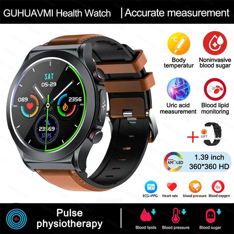 ECG+PPG Laser Pulse Therapy Smartwatches 2023 New Blood Glucose Men 1.39 inch AMOLED Full Touch Screen Sport Fitness Smart Watch - AFFORDABLE QUALITY SHOP