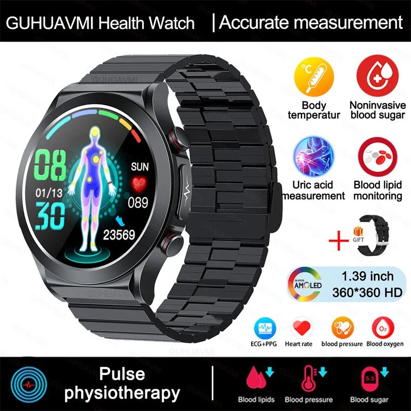 ECG+PPG Laser Pulse Therapy Smartwatches 2023 New Blood Glucose Men 1.39 inch AMOLED Full Touch Screen Sport Fitness Smart Watch - AFFORDABLE QUALITY SHOP