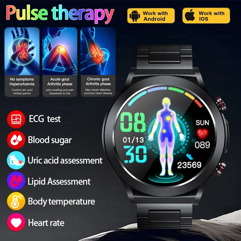 ECG+PPG Laser Pulse Therapy Smartwatches 2023 New Blood Glucose Men 1.39 inch AMOLED Full Touch Screen Sport Fitness Smart Watch - AFFORDABLE QUALITY SHOP