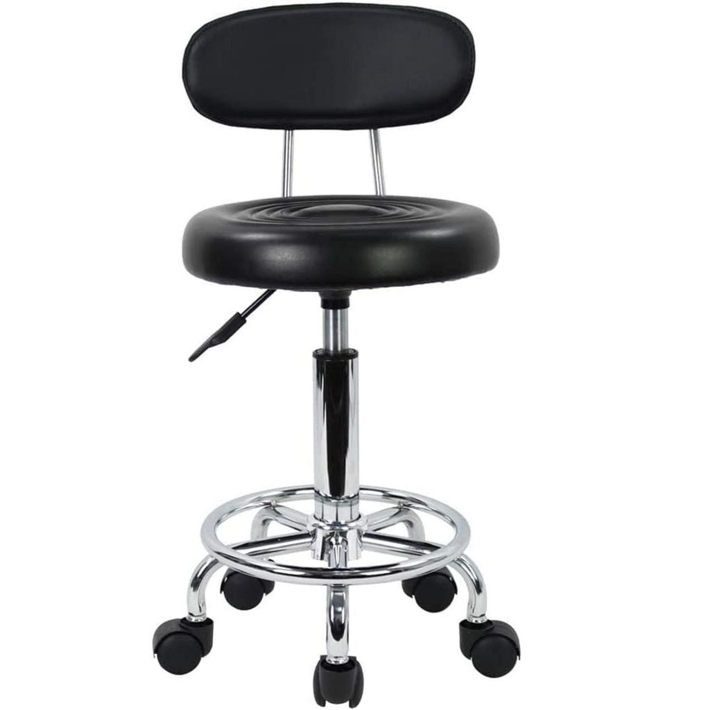 EKKIO Backrest Round Salon Stool with Adjustable Height (Black) EK-SS-101-YB - AFFORDABLE QUALITY SHOP