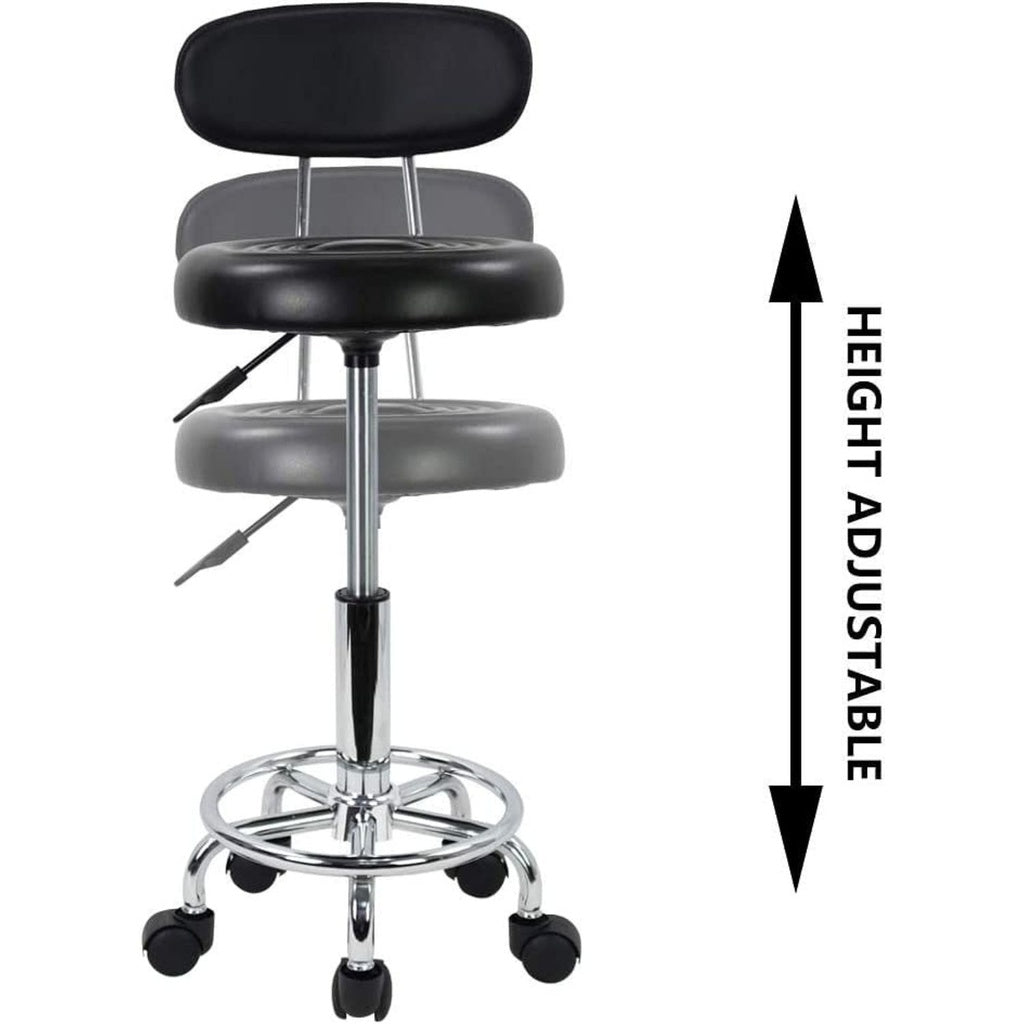 EKKIO Backrest Round Salon Stool with Adjustable Height (Black) EK-SS-101-YB - AFFORDABLE QUALITY SHOP