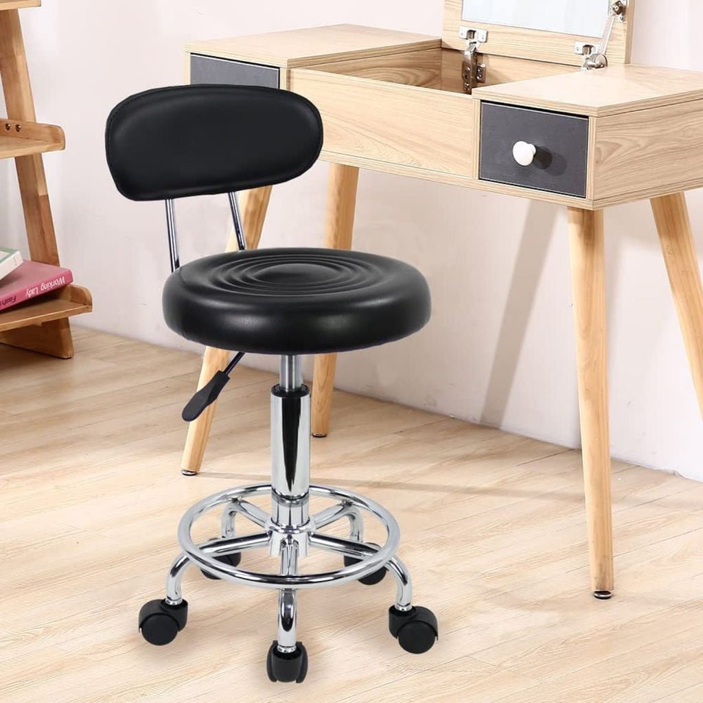 EKKIO Backrest Round Salon Stool with Adjustable Height (Black) EK-SS-101-YB - AFFORDABLE QUALITY SHOP