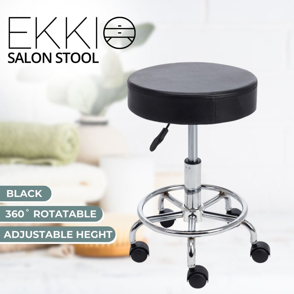 EKKIO Round Salon Stool with Adjustable Height (Black) EK-SS-100-YB - AFFORDABLE QUALITY SHOP