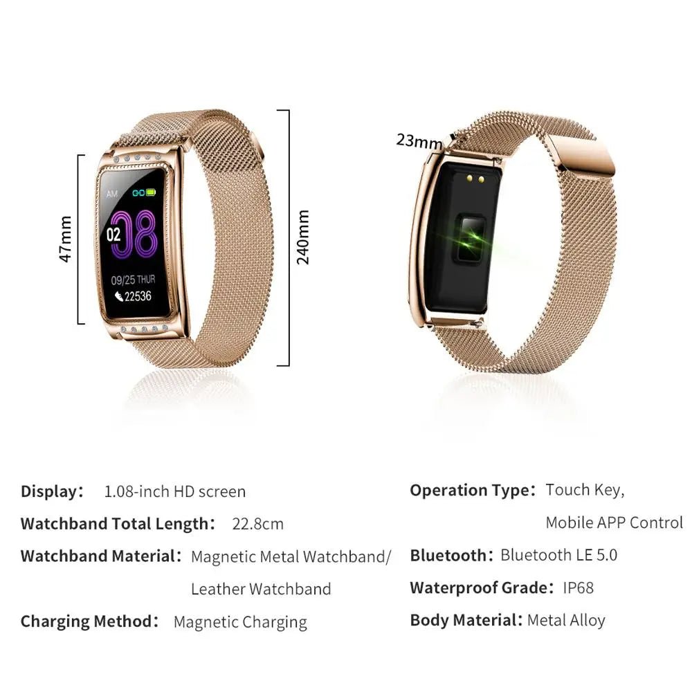 F28 Women Smart Watch For Android IOS Heart Rate Measuring Blood Pressure Monitor Women's Bracelet Waterproof Fitness Bracelet - AFFORDABLE QUALITY SHOP