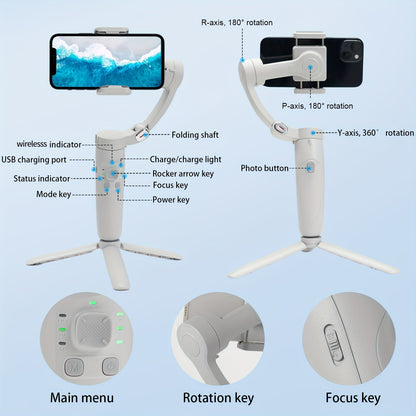 Foldable Mobile Phone Stabilizer - APP Control, Tracking, Time-lapse, Slow Motion, FPV Mode - USB Charging - LF51675 - AFFORDABLE QUALITY SHOP