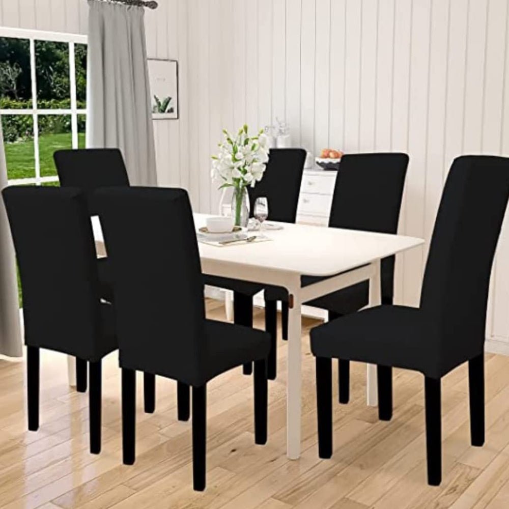 GOMINIMO 6pcs Dining Chair Slipcovers/ Protective Covers (Black) GO-DCS-102-RDT - AFFORDABLE QUALITY SHOP