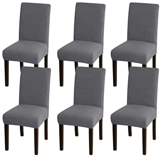 GOMINIMO 6pcs Dining Chair Slipcovers/ Protective Covers (Silver Grey) GO-DCS-100-RDT - AFFORDABLE QUALITY SHOP