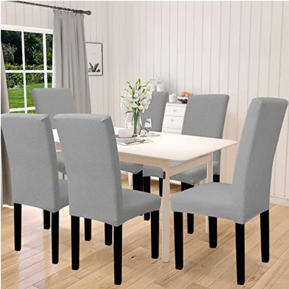 GOMINIMO 6pcs Dining Chair Slipcovers/ Protective Covers (Silver Grey) GO-DCS-100-RDT - AFFORDABLE QUALITY SHOP