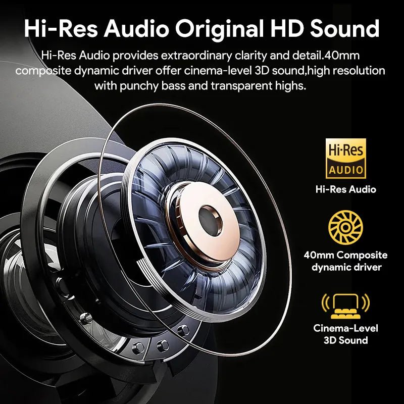 H3 ANC Wireless Headphones Bluetooth 5.4 Hi-Res Audio Over Ear Headset 43dB Hybrid Active Noise Cancellation Earphones 60H - AFFORDABLE QUALITY SHOP