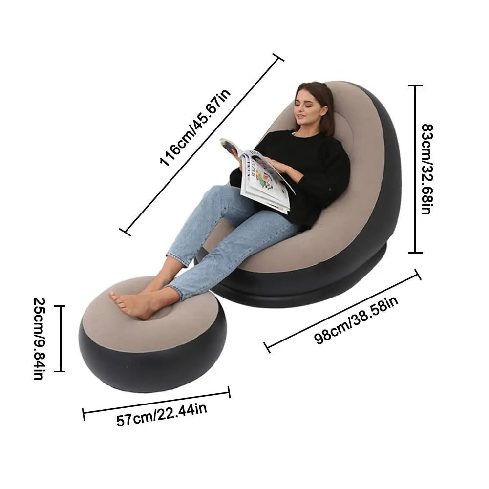 Iatable Air Mattress Lazy Sofa Deck Chair Comfortable Leg Stool Rest Single Beanbag for home and Outdoor Use